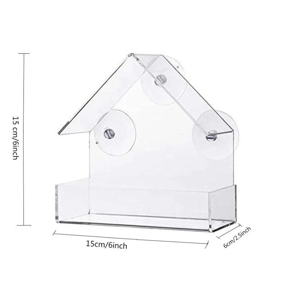 House Transparent Window Wild Bird Feeder Outdoor Removable Suction Cups Sliding Automatic Birds Feed Tray for Garden Patio Yard